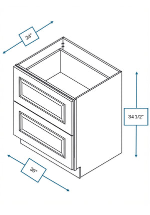 Chalet White Raised Panel 30 in. 2-Drawer Base Cabinet
