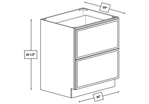 Arctic Mist Slim Shaker 30 in. 2-Drawer Base Cabinet