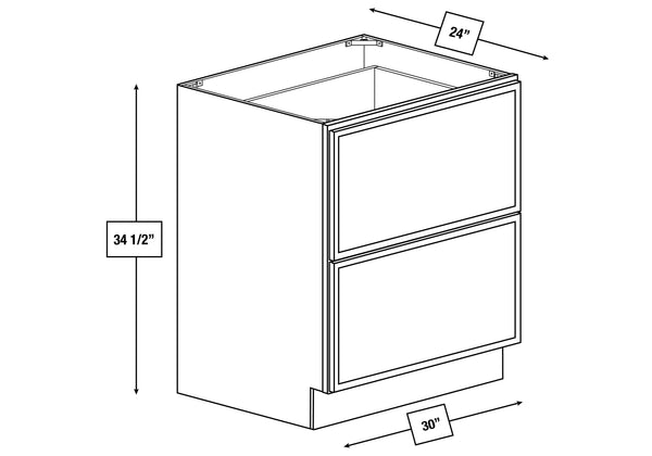 Arctic Mist Slim Shaker 30 in. 2-Drawer Base Cabinet
