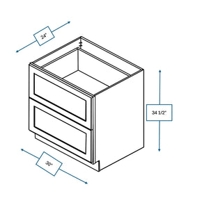Hampton Pewter 30 in. Wide x 24 in. Deep x 34.5 in. Tall - 2-Drawer Base Shaker Cabinet