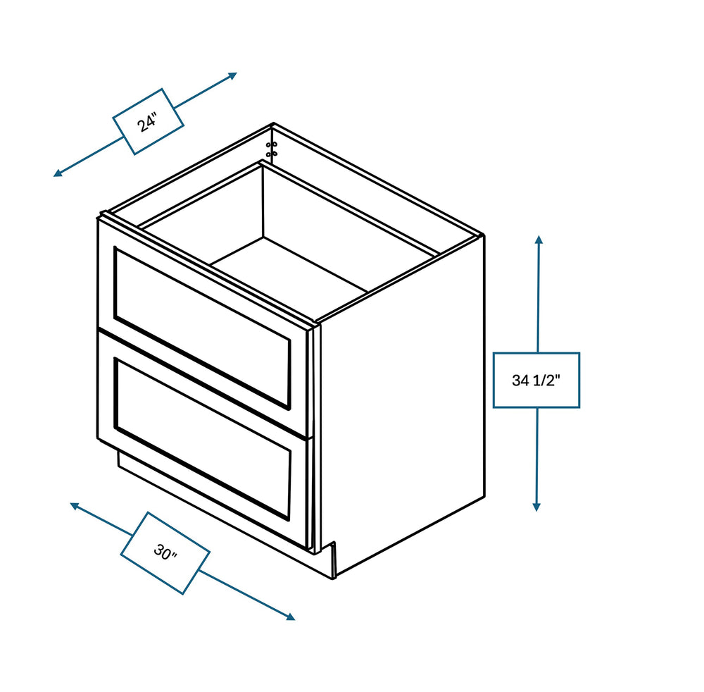 Platinum Grey 30 in. Wide x 24 in. Deep x 34.5 in. Tall - 2-Drawer Base Shaker Cabinet