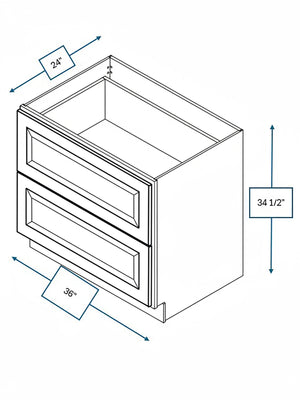 Broad Creek Blue Bevel Shaker 36 in. 2-Drawer Base Cabinet
