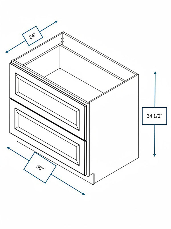 Harbour Town White Bevel Shaker 36 in. 2-Drawer Base Cabinet