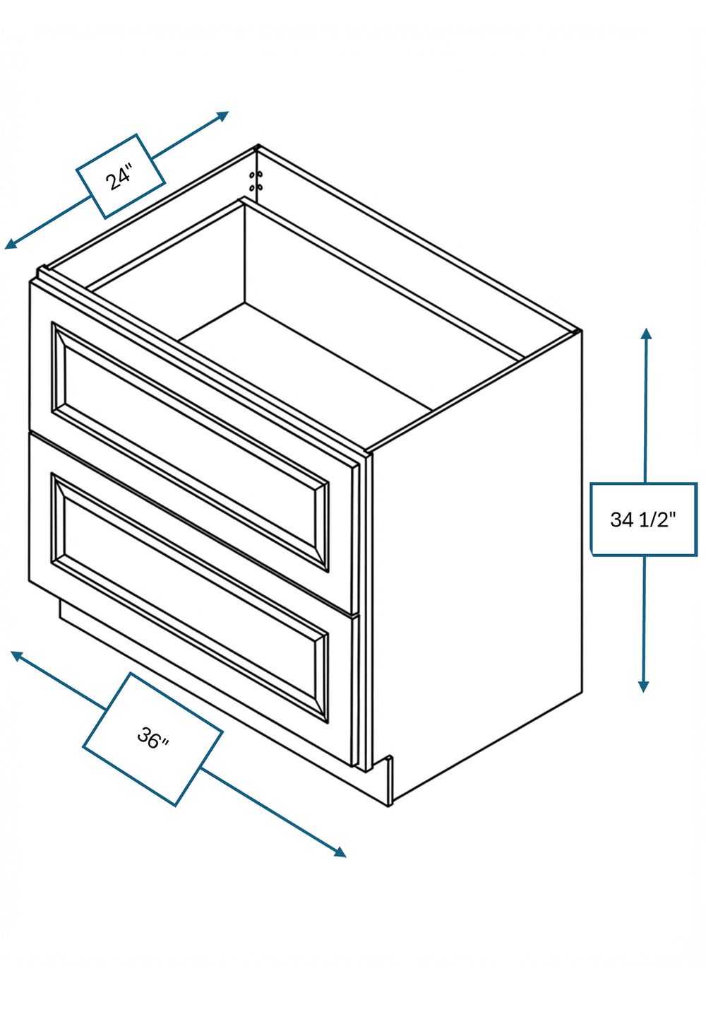 Knightsbridge Brown Raised Panel 36 in. 2-Drawer Base Cabinet