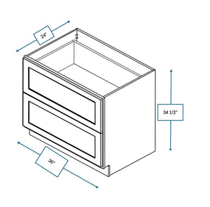 Annapolis Blue 36 in. Wide x 24 in. Deep x 34.5 in. Tall - 2-Drawer Base Shaker Cabinet