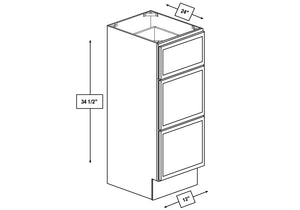 Brentwood Fawn Slim Shaker 12 in. 3-Drawer Base Cabinet