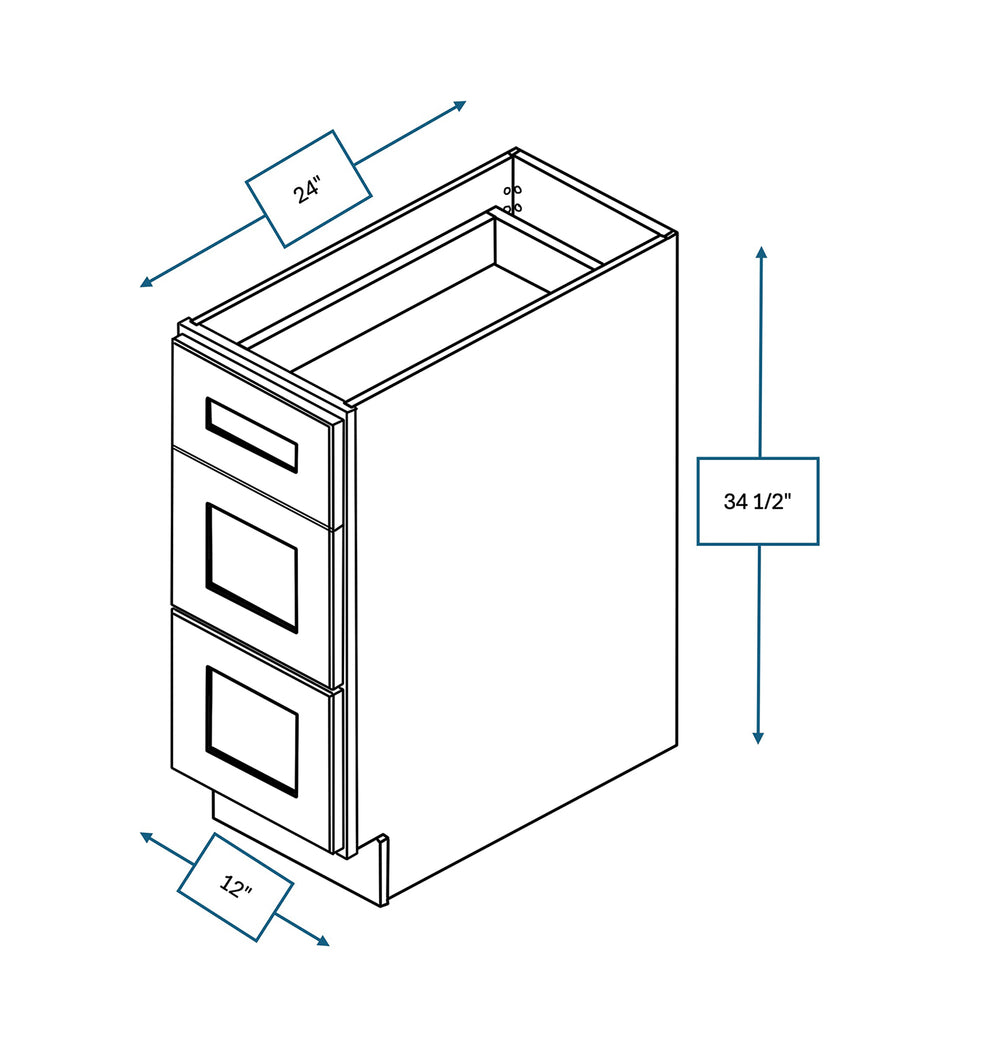 Builder's Pride Bluff Shaker 12 in. 3-Drawer Base Cabinet