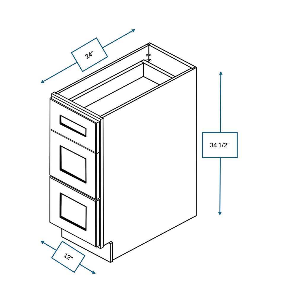 Platinum Grey Shaker 12 in. 3-Drawer Base Cabinet