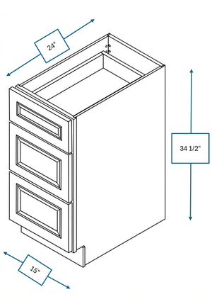 Montpelier Sage Raised Panel 15 in. 3-Drawer Base Cabinet