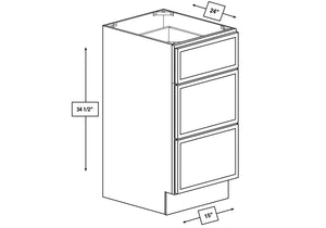 Franklin White Slim Shaker 15 in. 3-Drawer Base Cabinet