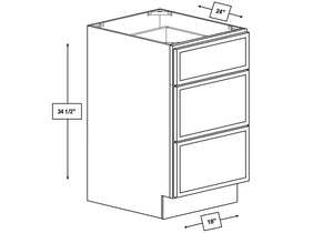 Franklin White Slim Shaker 18 in. 3-Drawer Base Cabinet