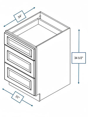 Sea Pines Green Bevel Shaker 21 in. 3-Drawer Base Cabinet