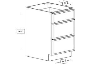 Franklin White Slim Shaker 21 in. 3-Drawer Base Cabinet