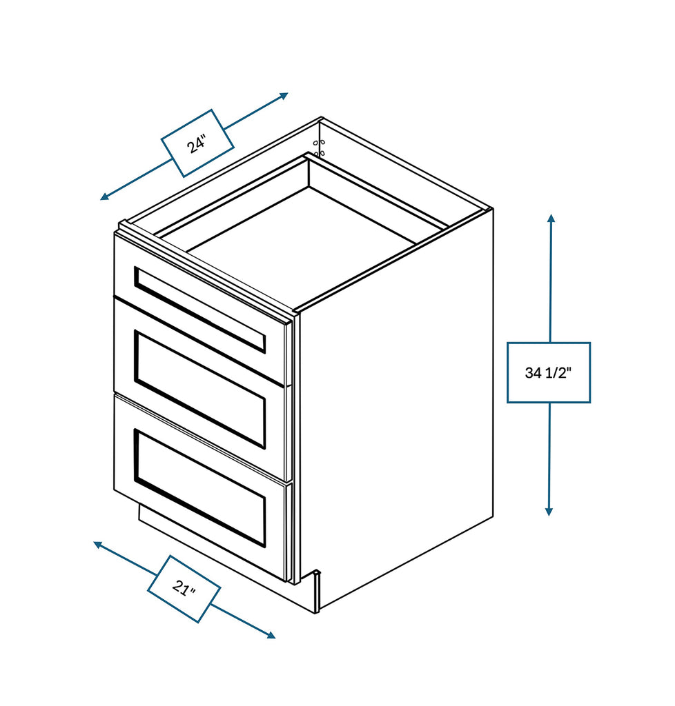 Spring Hill Hickory Shaker 21 in. 3-Drawer Base Cabinet