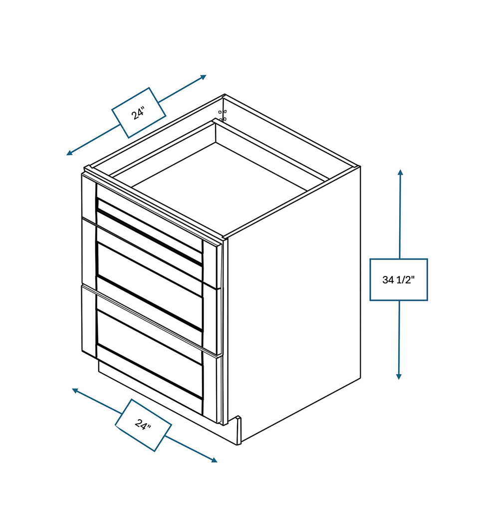 Malibu White Shaker 24 in. 3-Drawer Base Cabinet