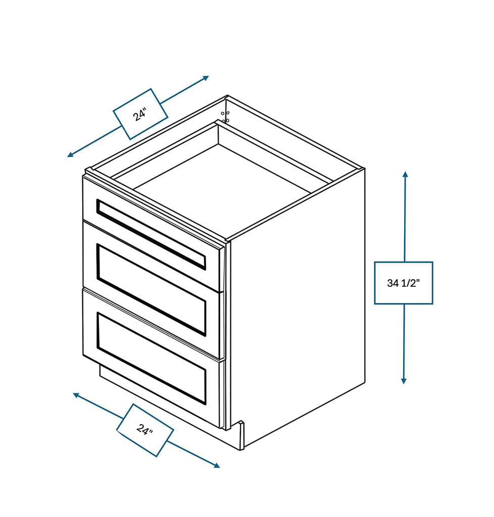 Spring Hill Hickory Shaker 24 in. 3-Drawer Base Cabinet