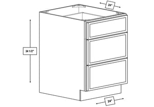Arctic Mist Slim Shaker 24 in. 3-Drawer Base Cabinet