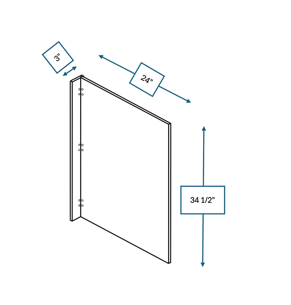 Annapolis Blue 3 in. Wide x 24 in. Deep x 34 in. Tall - Dishwasher Panel for Shaker Cabinet
