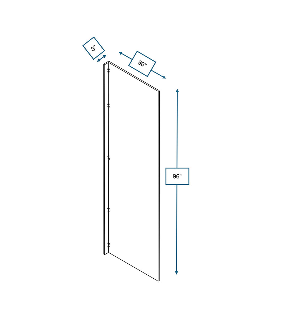 Platinum Grey Fridge Panel 3 in. Wide x 30 in. Deep x 96 in. Tall - Fridge Panel for Shaker Cabinet