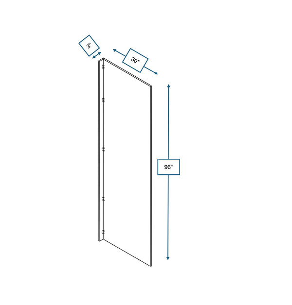 Platinum Grey Fridge Panel 3 in. Wide x 30 in. Deep x 96 in. Tall - Fridge Panel for Shaker Cabinet
