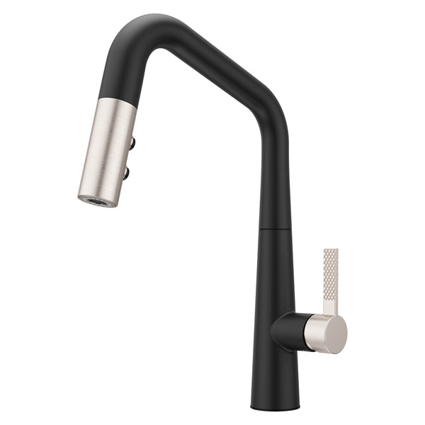 Asari Kitchen Faucet 1-Handle Combo-Matte Black/Spot Defense Brushed Nickel
