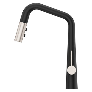 Asari Kitchen Faucet 1-Handle Combo-Matte Black/Spot Defense Brushed Nickel