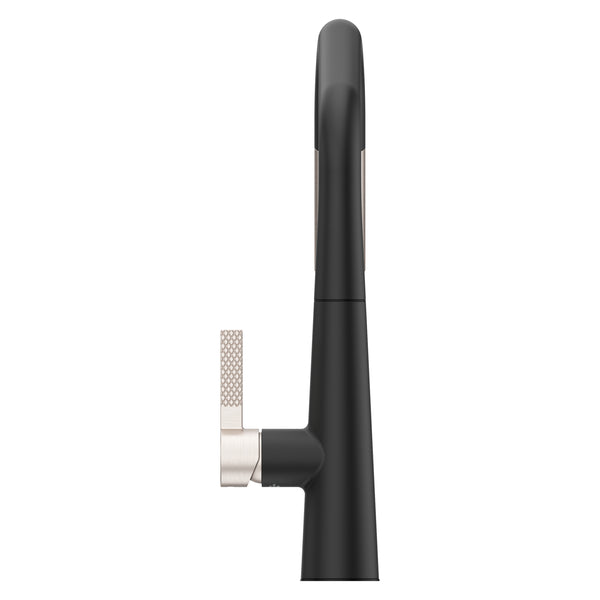 Asari Kitchen Faucet 1-Handle Combo-Matte Black/Spot Defense Brushed Nickel