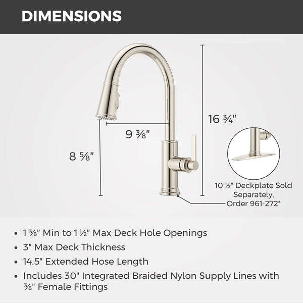Havenridge Kitchen Faucet 1 Handle Polished Nickel