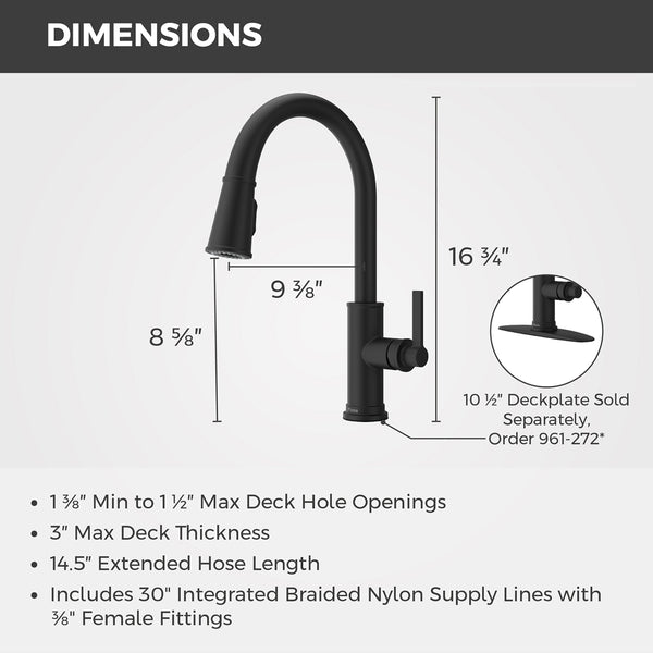 Havenridge Kitchen Faucet 1 Handle Spot Defense Matte Black