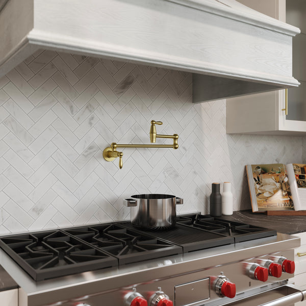 Port Haven Pot Filler 2-Handle Brushed Gold