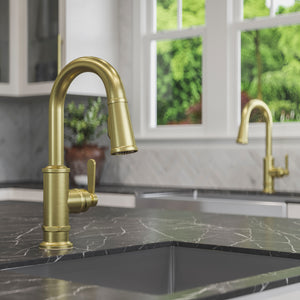 Port Haven Bar/Prep Faucet Pull-Down 1-Handle Brushed Gold