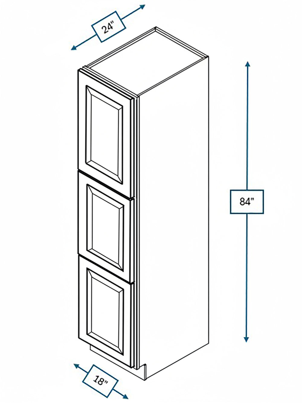 Wexford White Oak Bevel Shaker 18 in. x 24 in. x 84 in. Pantry Cabinet