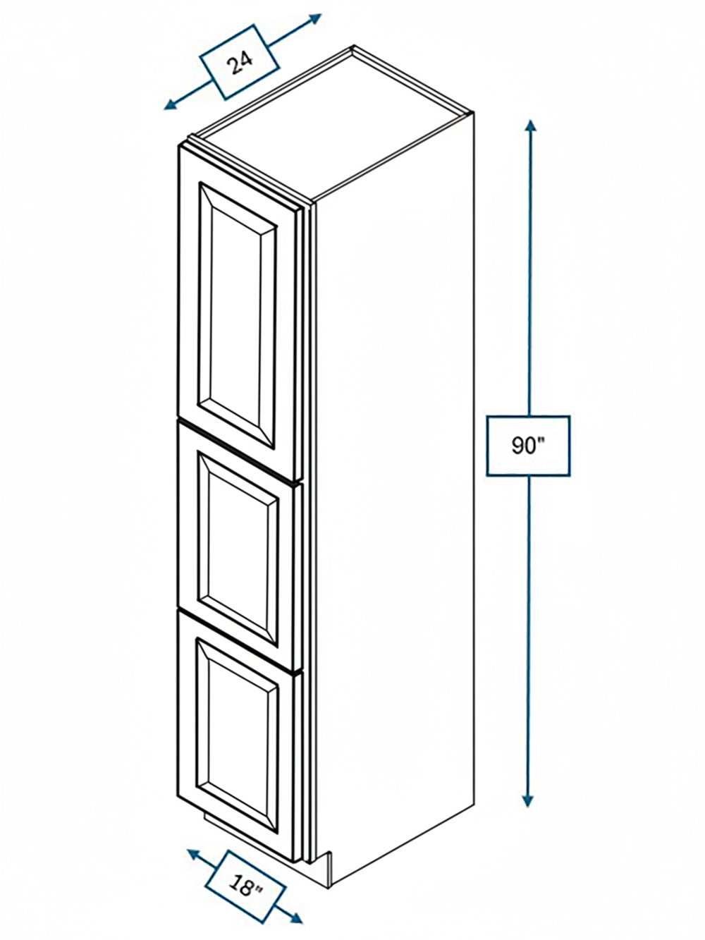 Wexford White Oak Bevel Shaker 18 in. x 24 in. x 90 in. Pantry Cabinet