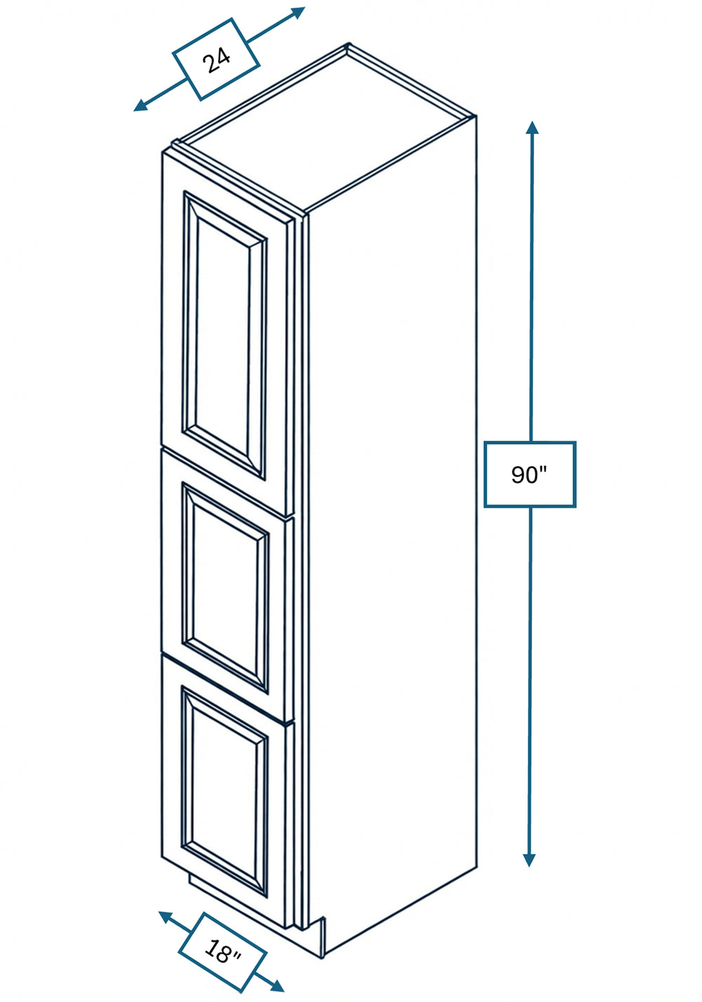 Chalet White Raised Panel 18 in. x 24 in. x 90 in. Tall Cabinet