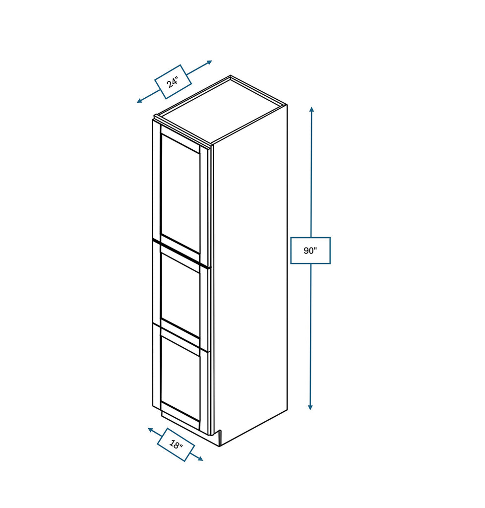 Malibu White Shaker 18 in. x 24 in. x 90 in. Pantry Cabinet