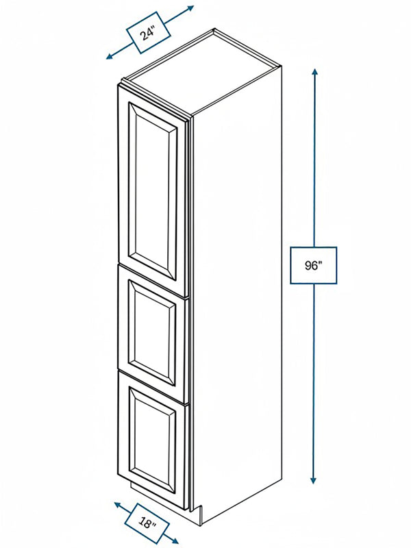 Broad Creek Blue Bevel Shaker 18 in. x 24 in. x 96 in. Pantry Cabinet