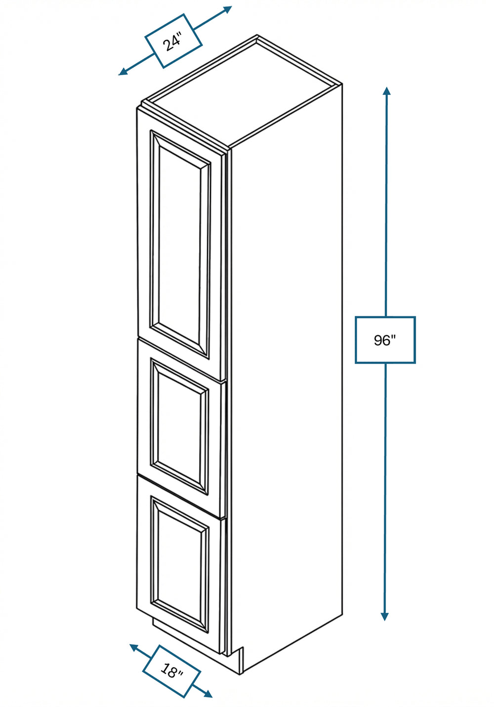 Cotswold Linen Raised Panel 18 in. x 24 in. x 96 in. Tall Cabinet