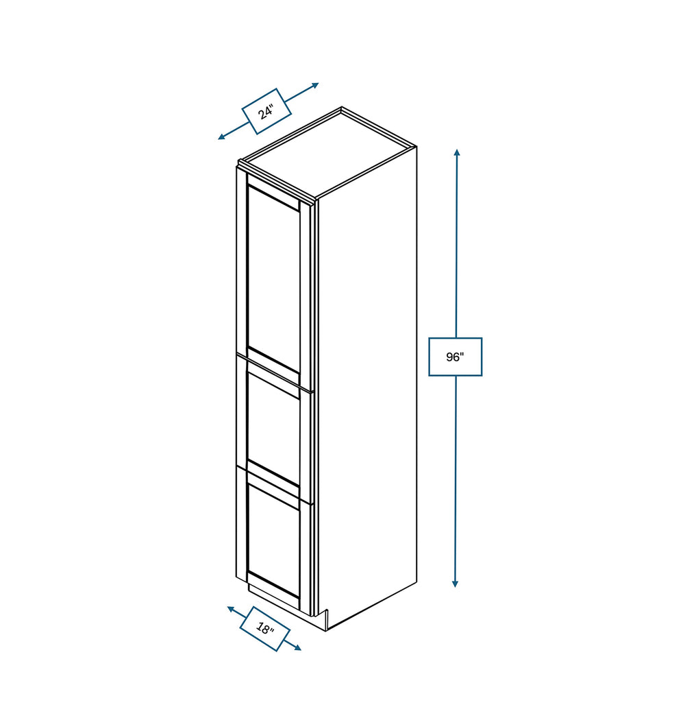 Malibu White 18 in. Wide x 24 in. Deep x 96 in. Tall - Pantry Shaker Cabinet