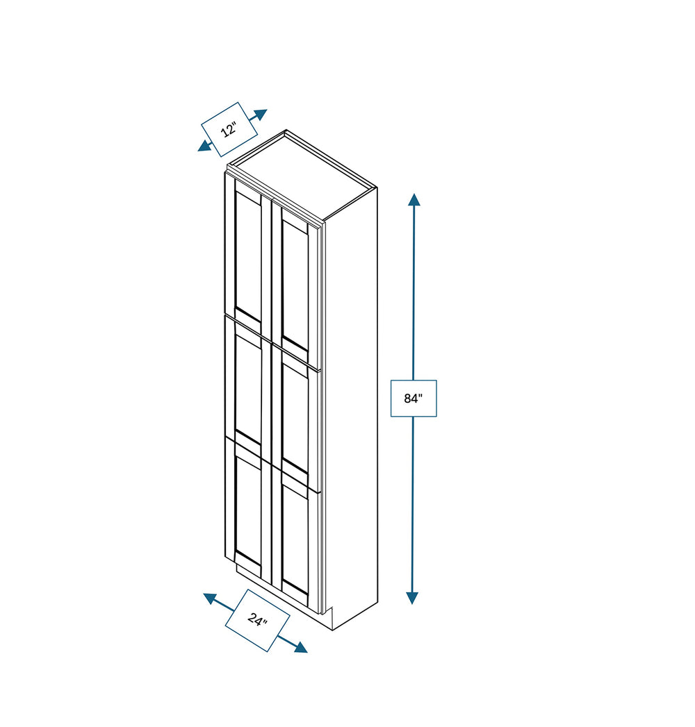 Malibu White 24 in. Wide x 12 in. Deep x 84 in. Tall - Fridge End Shaker Cabinet