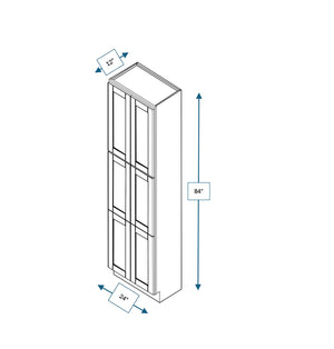 Malibu White 24 in. Wide x 12 in. Deep x 84 in. Tall - Fridge End Shaker Cabinet