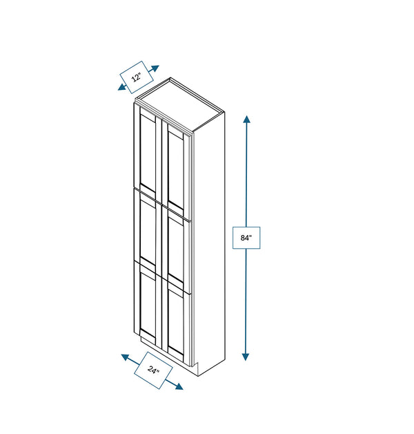 Malibu White 24 in. Wide x 12 in. Deep x 84 in. Tall - Fridge End Shaker Cabinet
