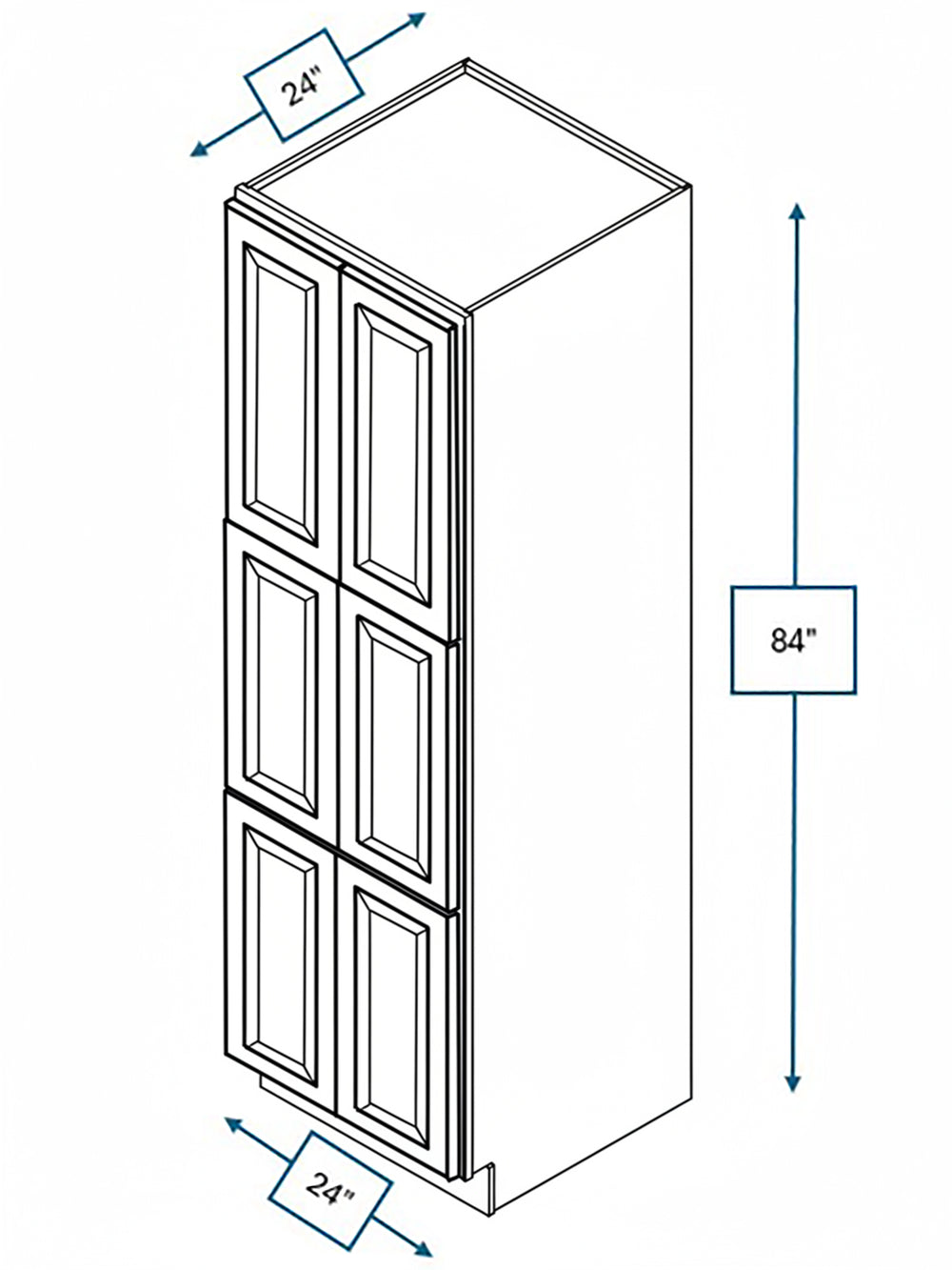 Broad Creek Blue Bevel Shaker 24 in. x 24 in. x 84 in. Pantry Cabinet