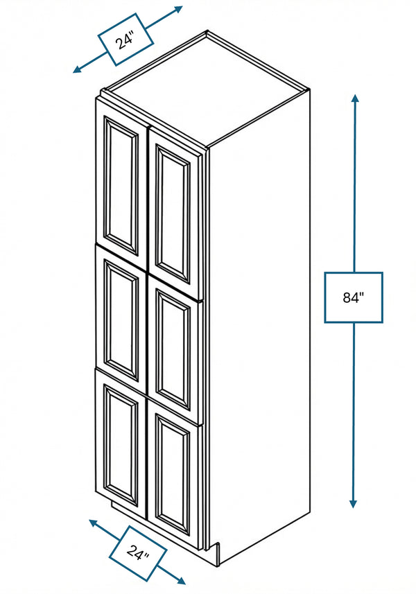 Chalet White Raised Panel 24 in. x 24 in. x 84 in. Tall Cabinet