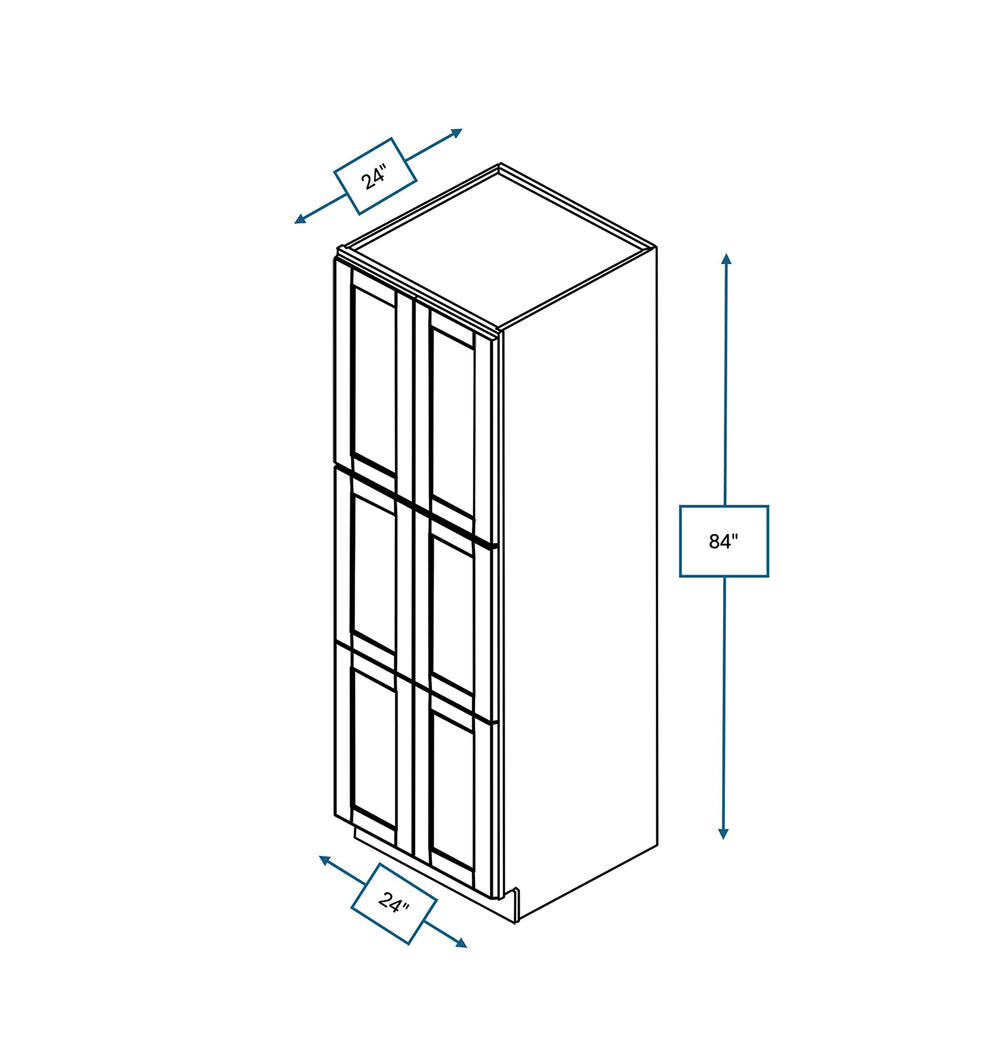 Malibu White 24 in. Wide x 24 in. Deep x 84 in. Tall - Pantry Shaker Cabinet
