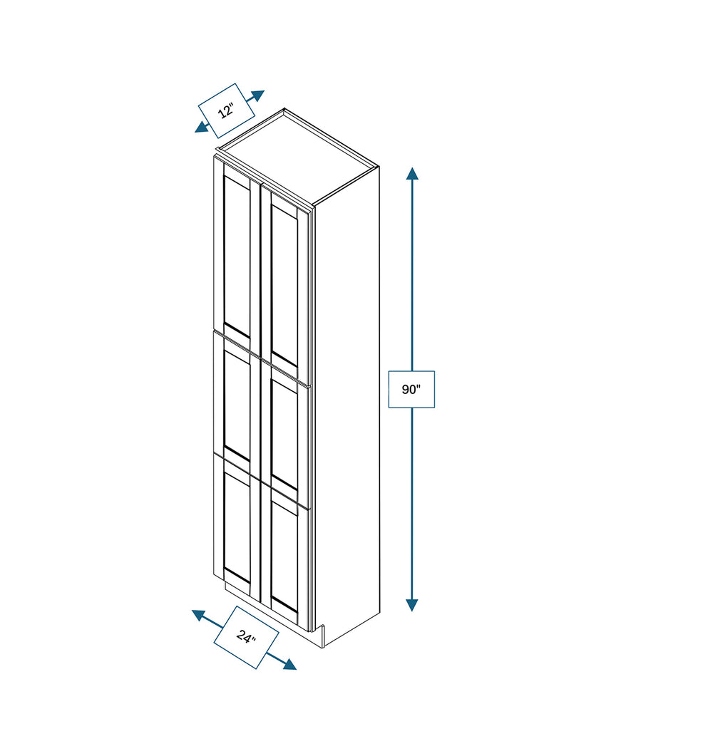 Malibu White 24 in. Wide x 12 in. Deep x 90 in. Tall - Fridge End Shaker Cabinet