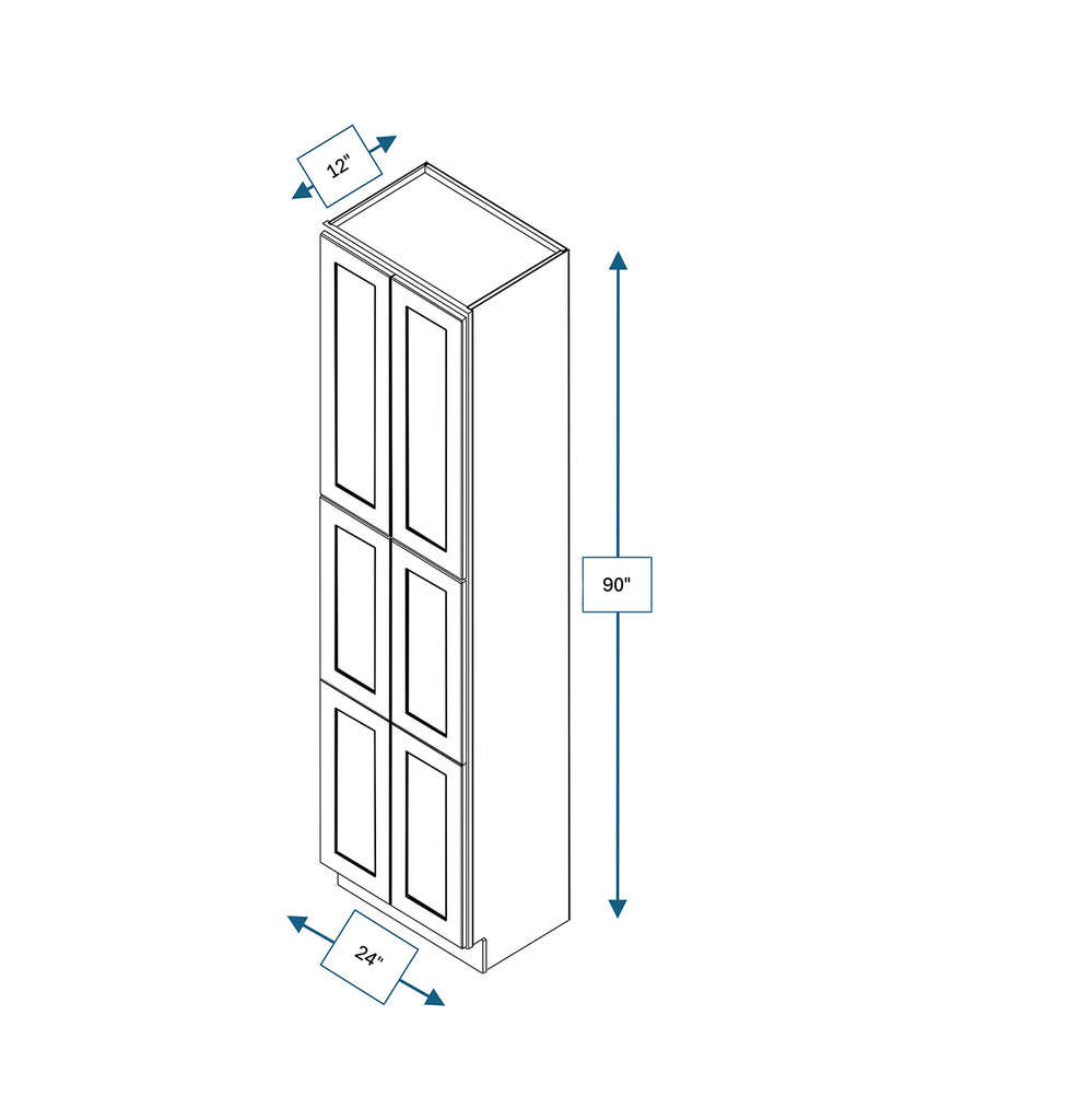 Nantucket Bluff Shaker Fridge End Cabinet 24 in. x 90 in. x 12 in.