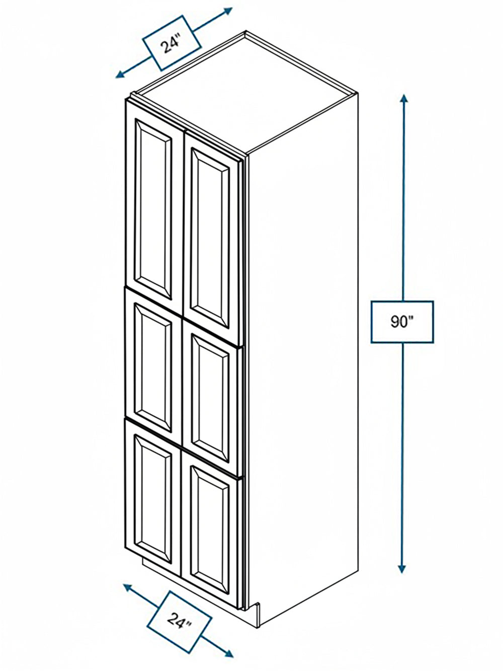 Wexford White Oak Bevel Shaker 24 in. x 24 in. x 90 in. Pantry Cabinet