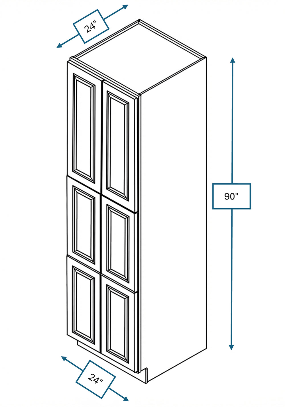 Montpelier Sage Raised Panel 24 in. x 24 in. x 90 in. Tall Cabinet