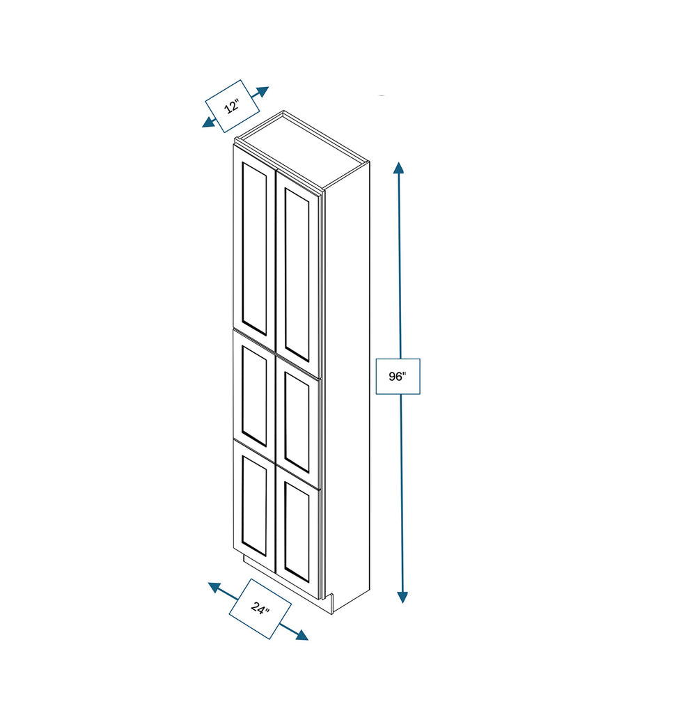 Nantucket Bluff Shaker Fridge End Cabinet 24 in. x 96 in. x 12 in.