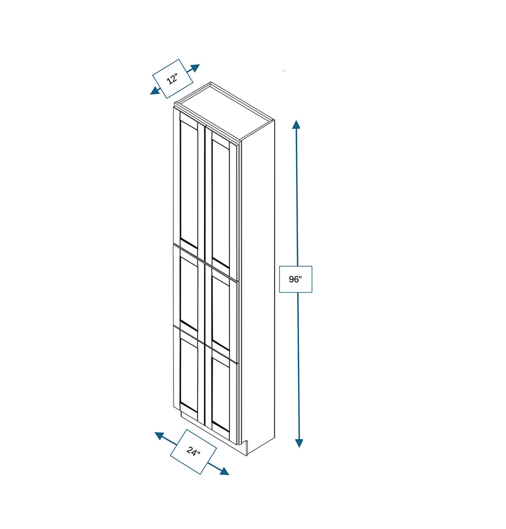 Malibu White 24 in. Wide x 12 in. Deep x 96 in. Tall - Fridge End Shaker Cabinet
